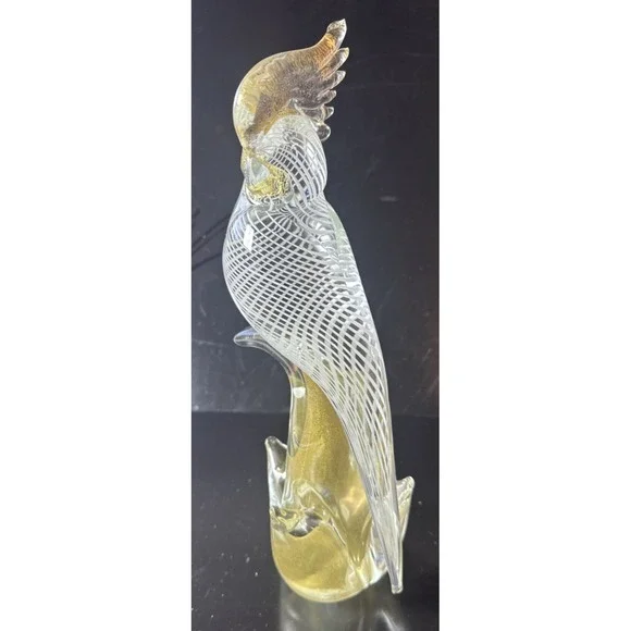 Formia Birds Murano gold Fleck White Optic Glass Cockatoos (FP) - Picture 13 of 16